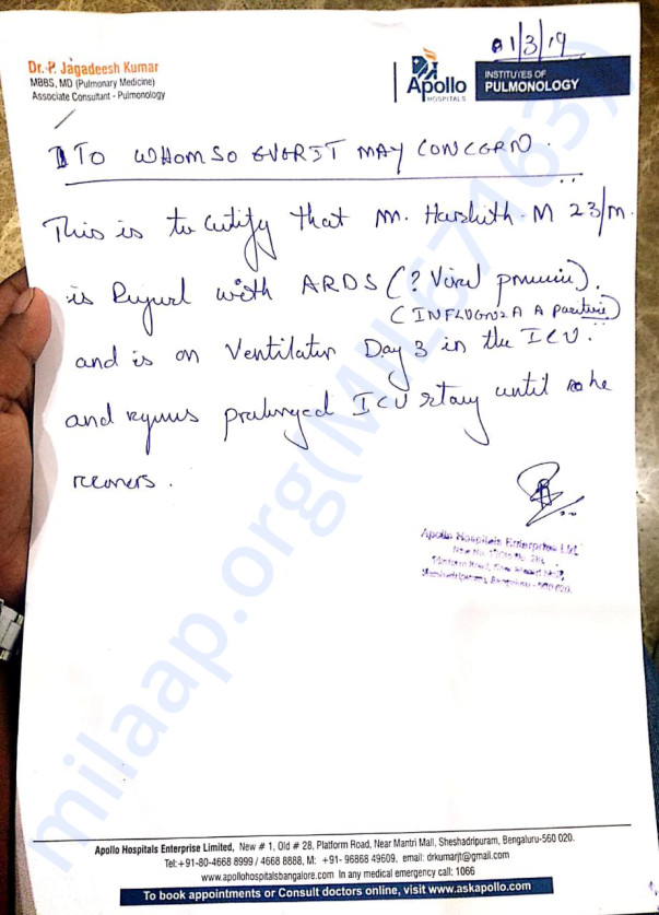 Help Harshith Fight Pneumonia Milaap