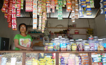 Lhincha at her petty shop.