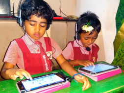 Support rural children to learn English through tablets