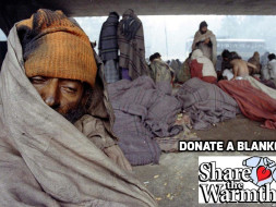Donate a blanket to homeless people on street