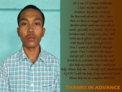 VS Edman Needs your Help to Complete His Education