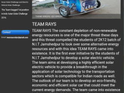 To Raise Fund to Build Solar Car to Compete in National Level,teamrays