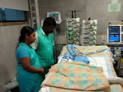 Kalimuthu's baby was born with a heart disease and is now in the ICU