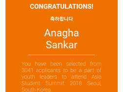 Help Anagha Attend Asia Student Summit 2018!!
