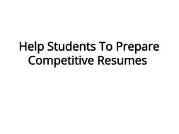 Help Students To Prepare Competitive Resumes