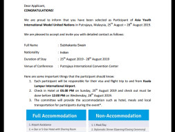 Providing fund for participating in AYIMUN representing India
