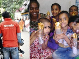 Zomato Delivery Guy Feeds Underprivileged Kids And Teaches Them Too