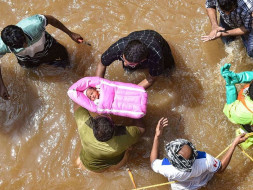 Providing medical assistance to flooded areas of Hyderabad