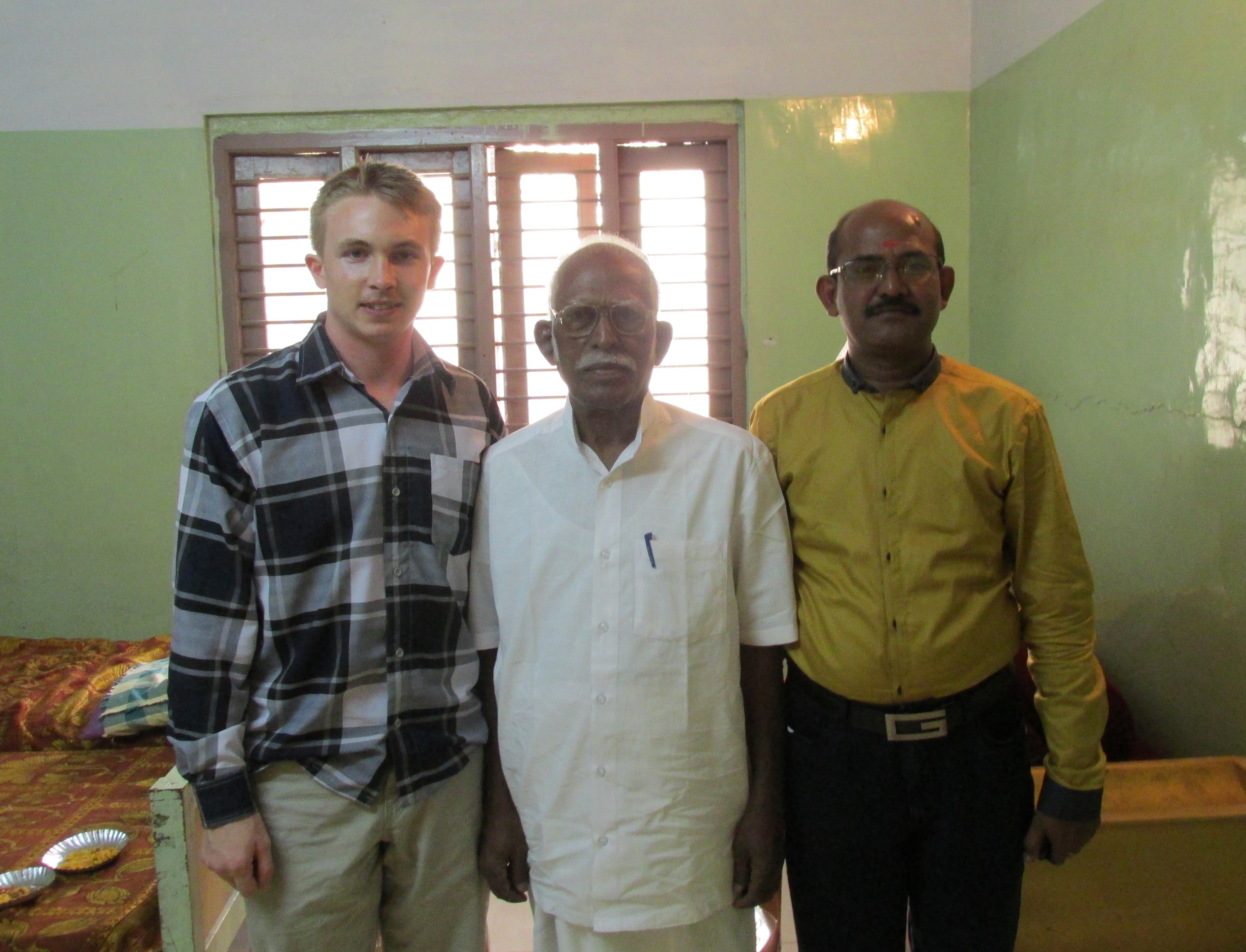 The Headmaster (right), Gurunathan (center), and me