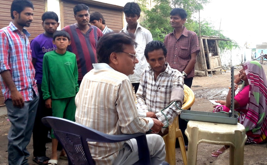 Patients waiting for their turn at the health camp