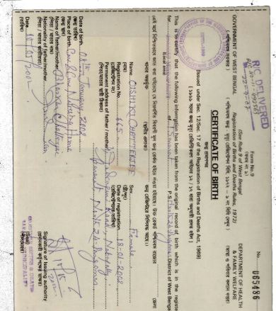 Rini's Birth Certificate