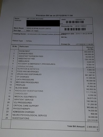 Provisional Bill as on 27-Dec-2016