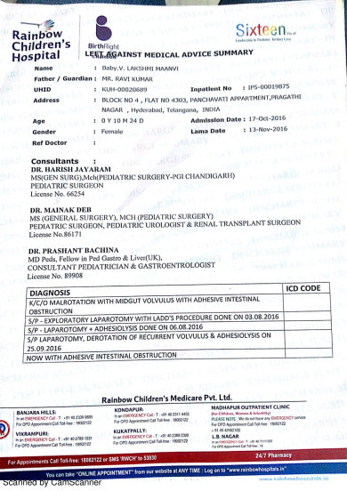 Lakshmi Maanvi's medical summary report
