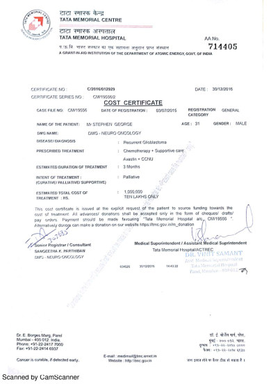 Treatment Cost Certificate