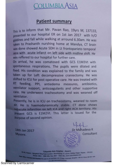 Medical Summary as of 14012017
