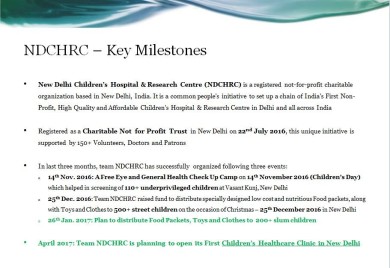 NDCHRC - Key Milestones