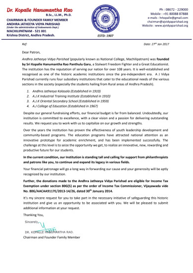 A J Vidya Parishad - Calling for Suport