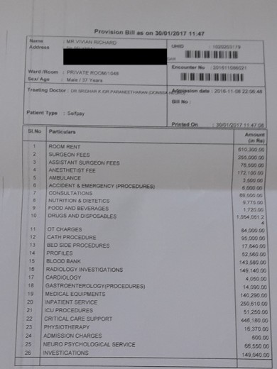 Provisional Bill as on 30-Jan-2017
