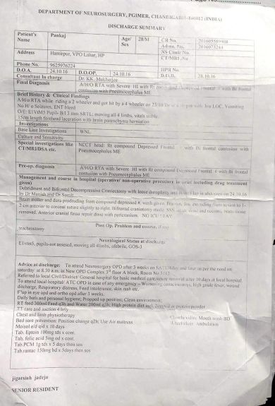Discharge Sheet- uploaded by Himachali Blood Donors'