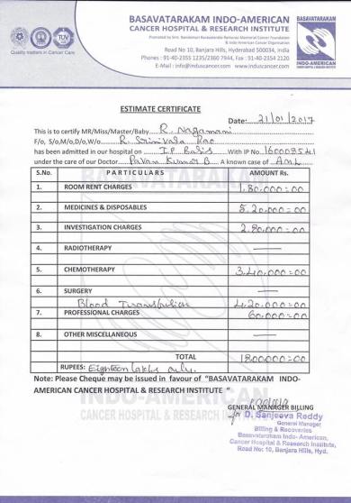 Medical Estimation Letter
