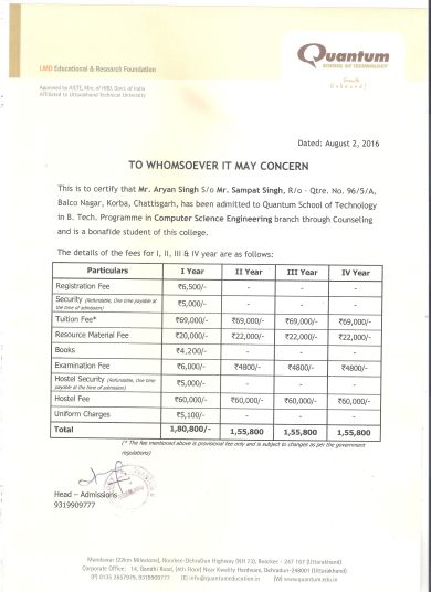 This is the course fee detail provided by the institute.