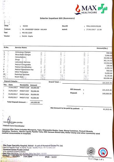 Interim Hospital Bill