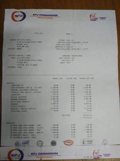 1 week bill amount