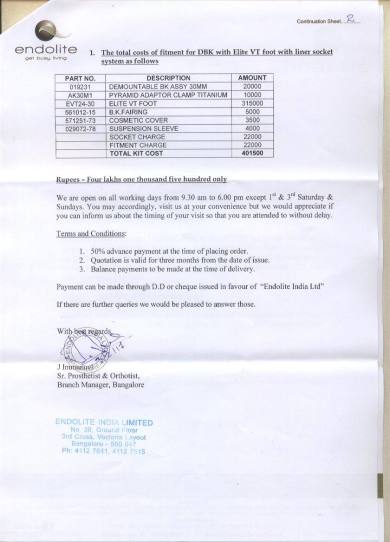Estimation letter