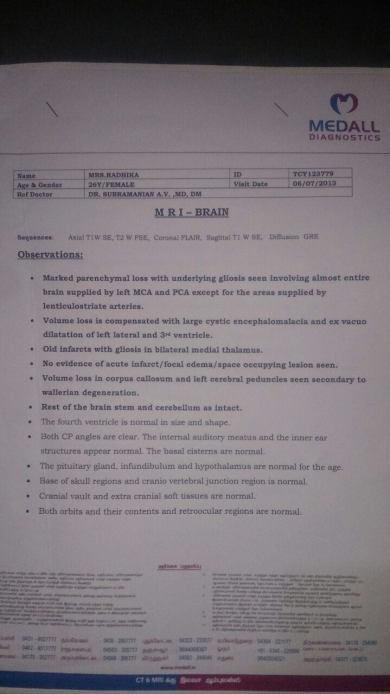 MRI Scan report