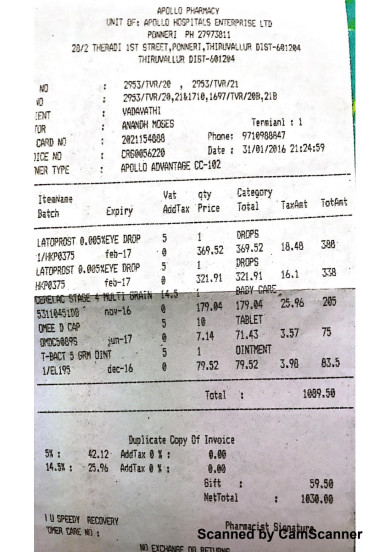 Pharmacy Bills