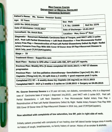Latest discharge summary