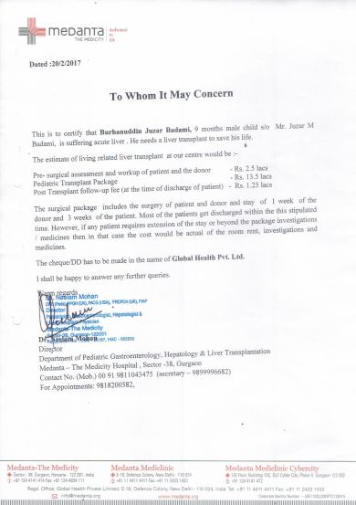 Hospital certificate and Expense estimate