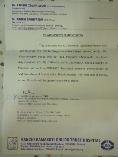 Medical Estimate from Kanchi Kamakoti Child's Trust Hospital