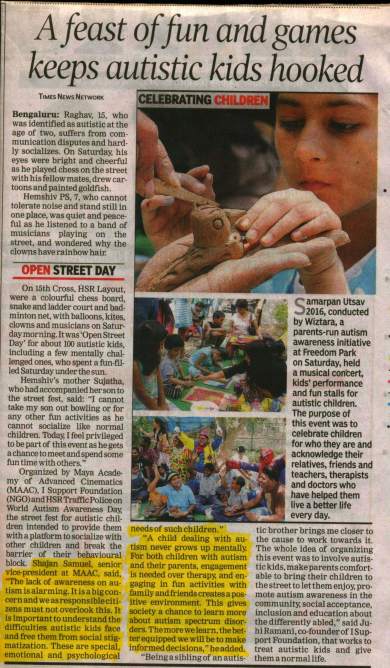 Other Social initiatives - Open Street Festival for Autism Kids .