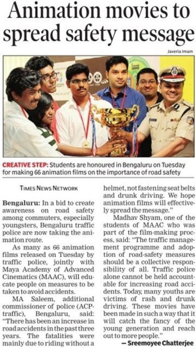 Animation Film on Road Safety Handed over to Addl Commissioner Traffic