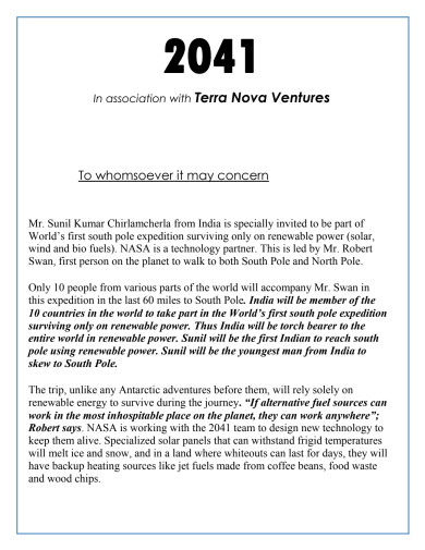 Invitation from Sir Robert Swan