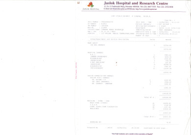 Jaslok Hospital Bill