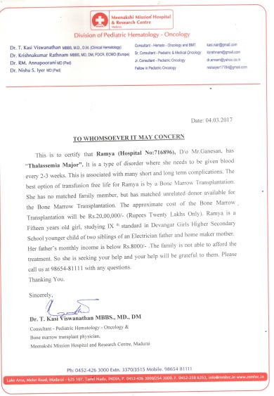 Letter from the hospital