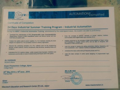 My training degree of diploma electronic