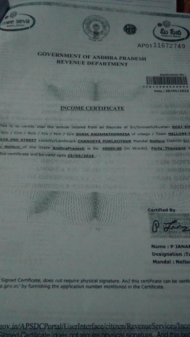 Income proof certificate of Abdul Malik's father