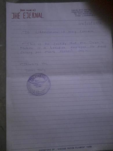 Salary certificate