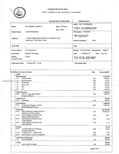 First dosage receipt