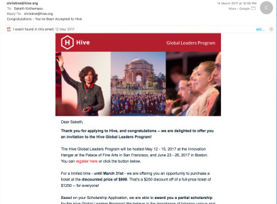Acceptance letter
