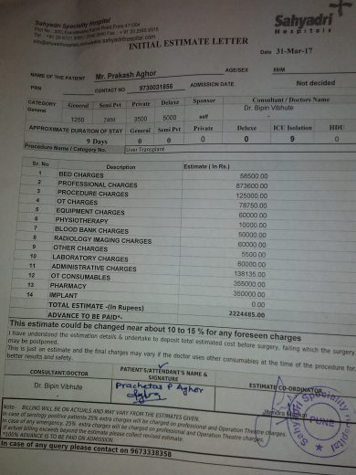 Estimation from hospital