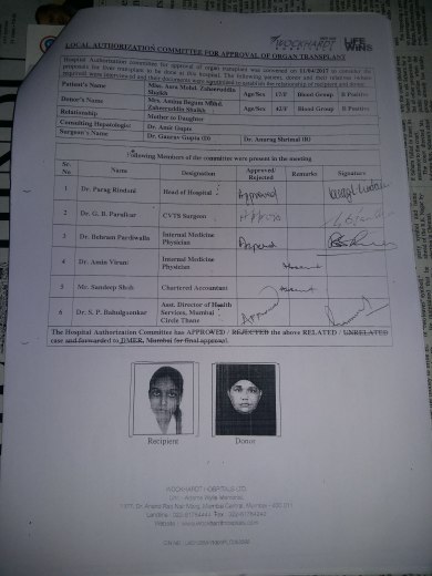 Authorization Letter for Transplant
