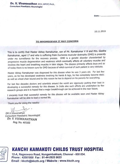 Certificate from Dr. Vishwanath