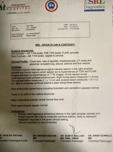 Diagnostic and hospital reports