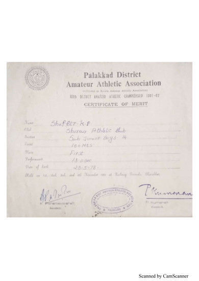 Certificates from Amature Athletic Meets 1991-97