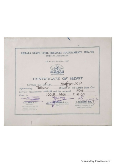 Certificates Civil Services Athletic Meets 1997-2017