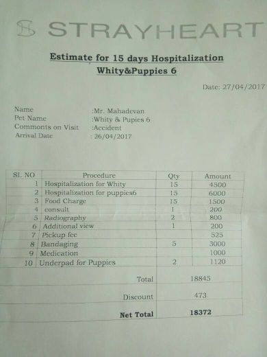 Medical Estimate for 15 days.